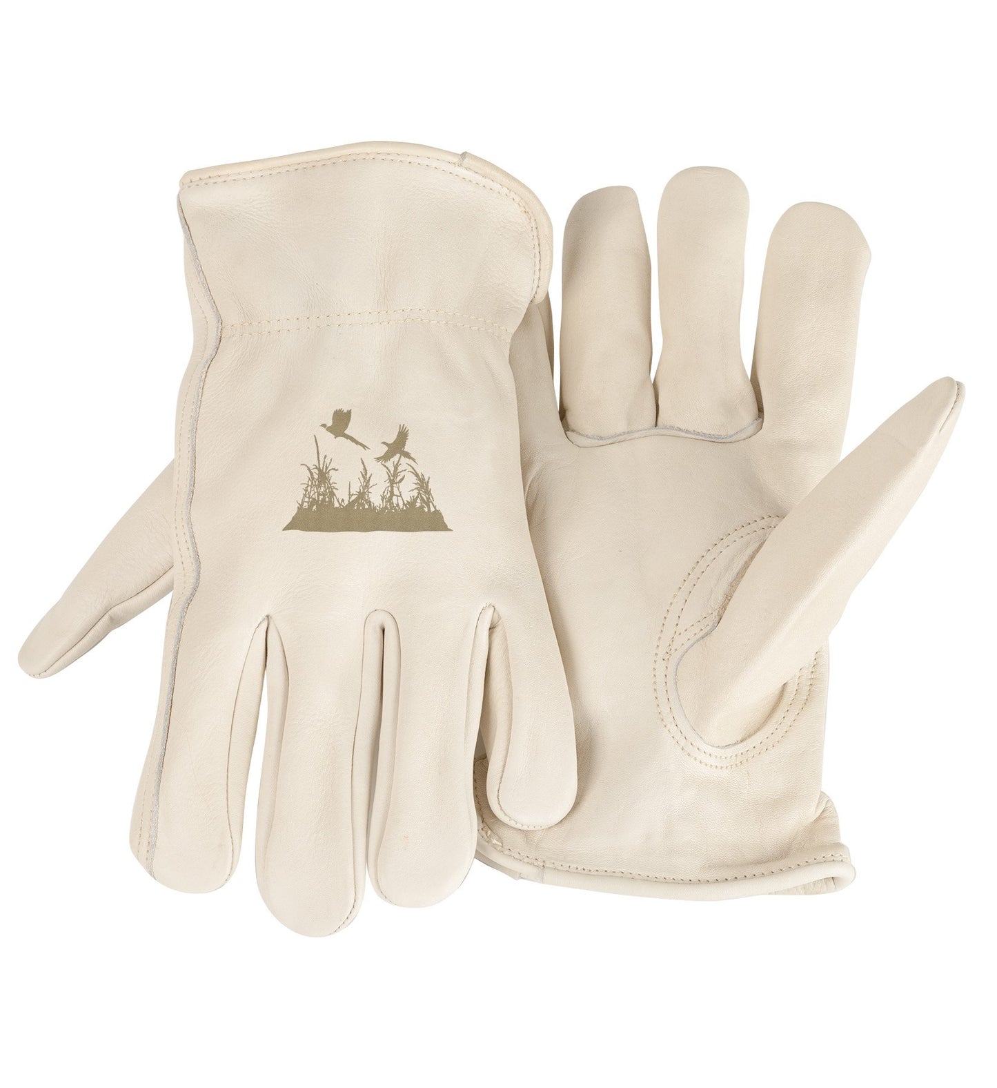 Gloves-Unlined-Pheasants-White (Medium)