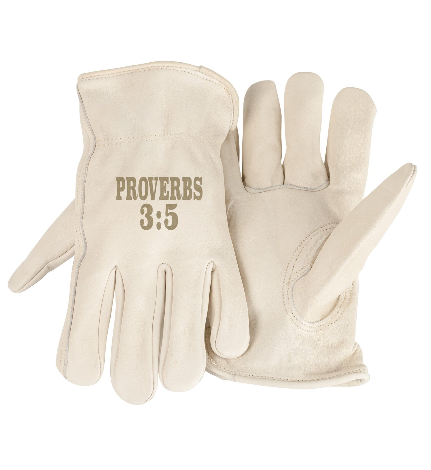 Gloves-Unlined-Proverbs 3:5-White(X-Large)
