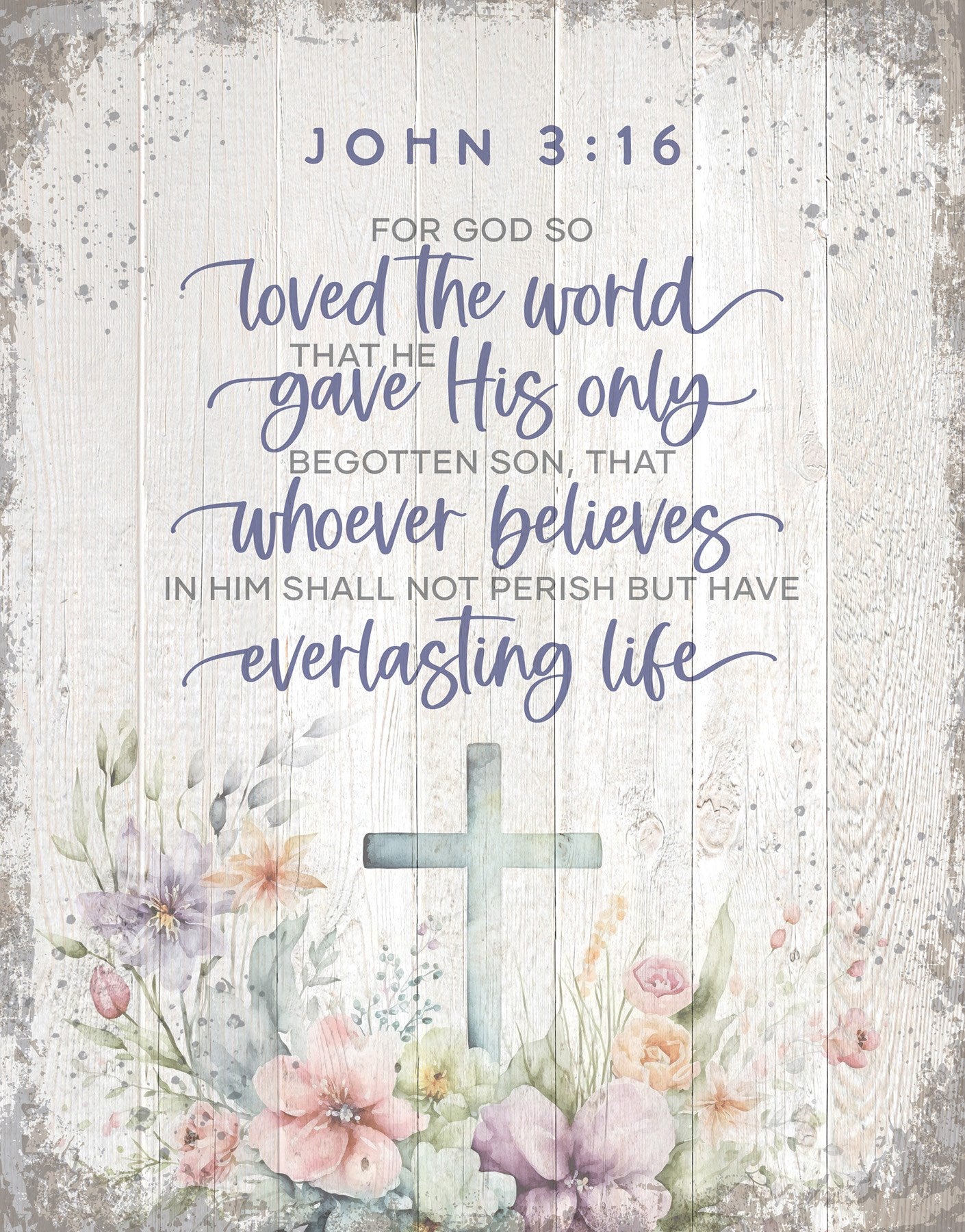 Wall Plaque-Timberland Art-For God So Loved The World (John 3:16) (11.75 x 15)