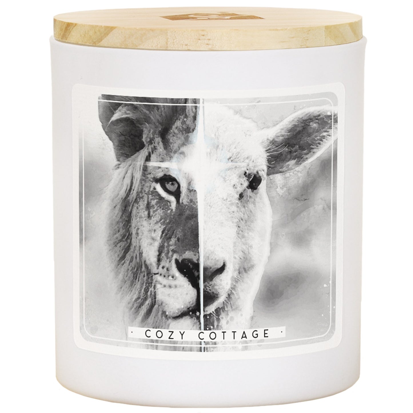 Candle-B&W Lion Lamb -Cozy Cottage Scent (11OZ-2 WICK)