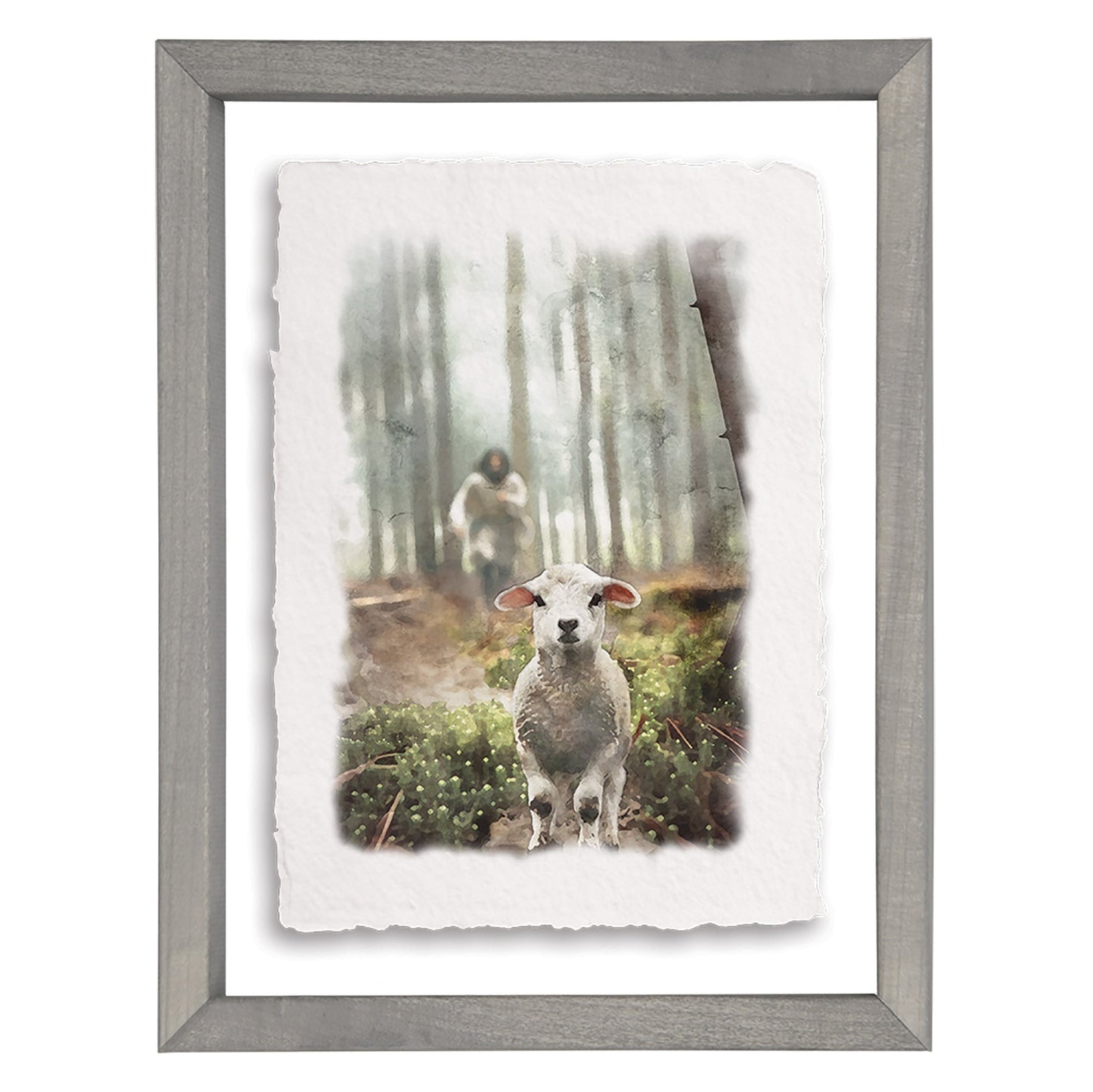 Floating Art Rectangle-Jesus Rescuing Lamb (14 x 11)