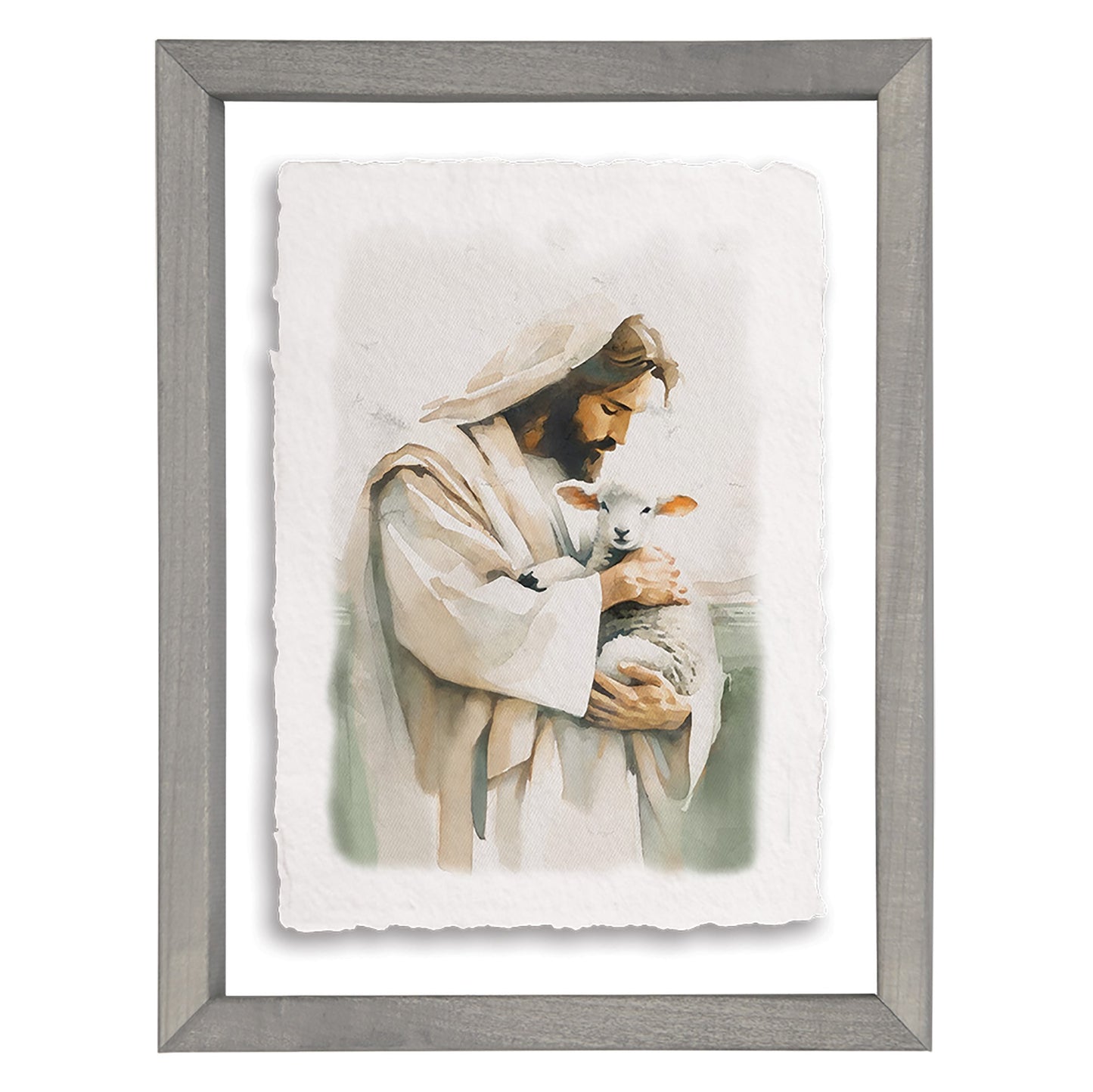 Floating Art Rectangle-Jesus Holding Lamb (14 x 11)