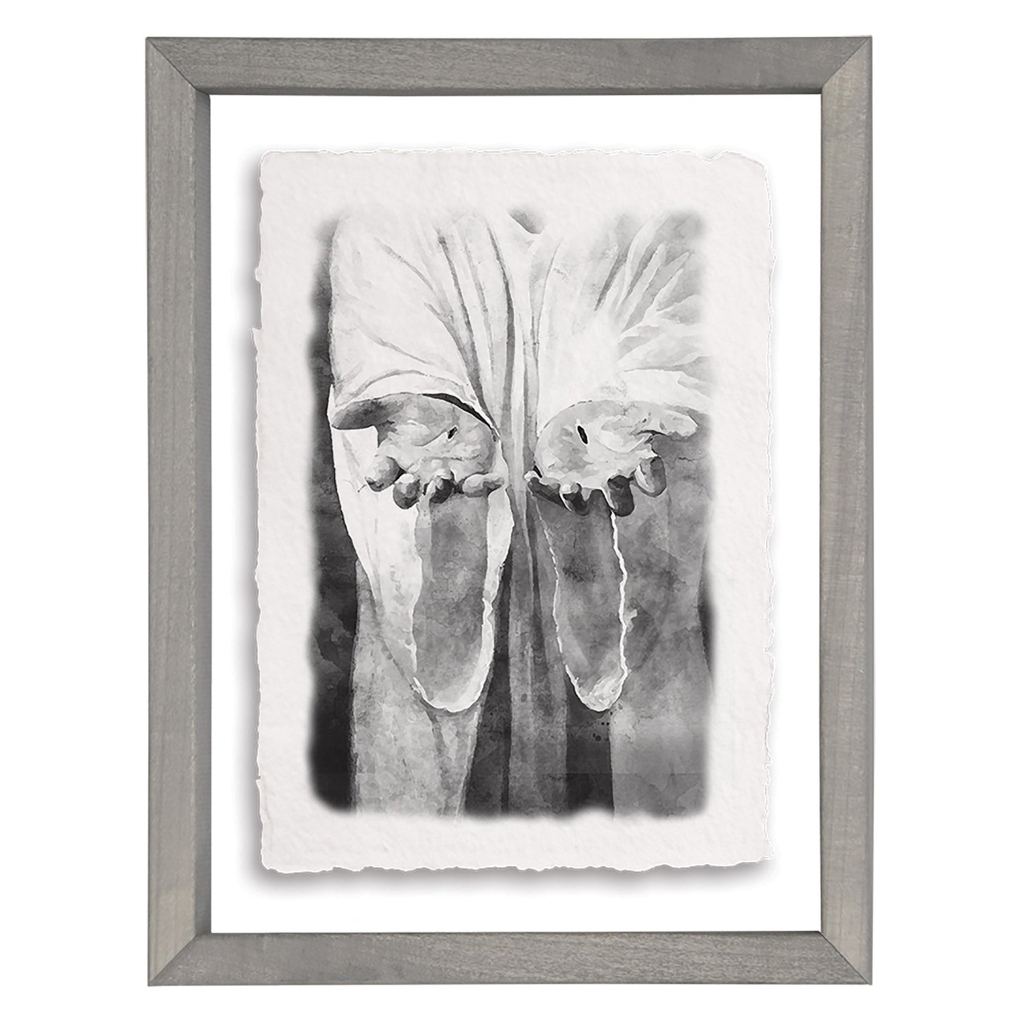 Floating Art Rectangle-B&W Jesus Hands (14 x 11)