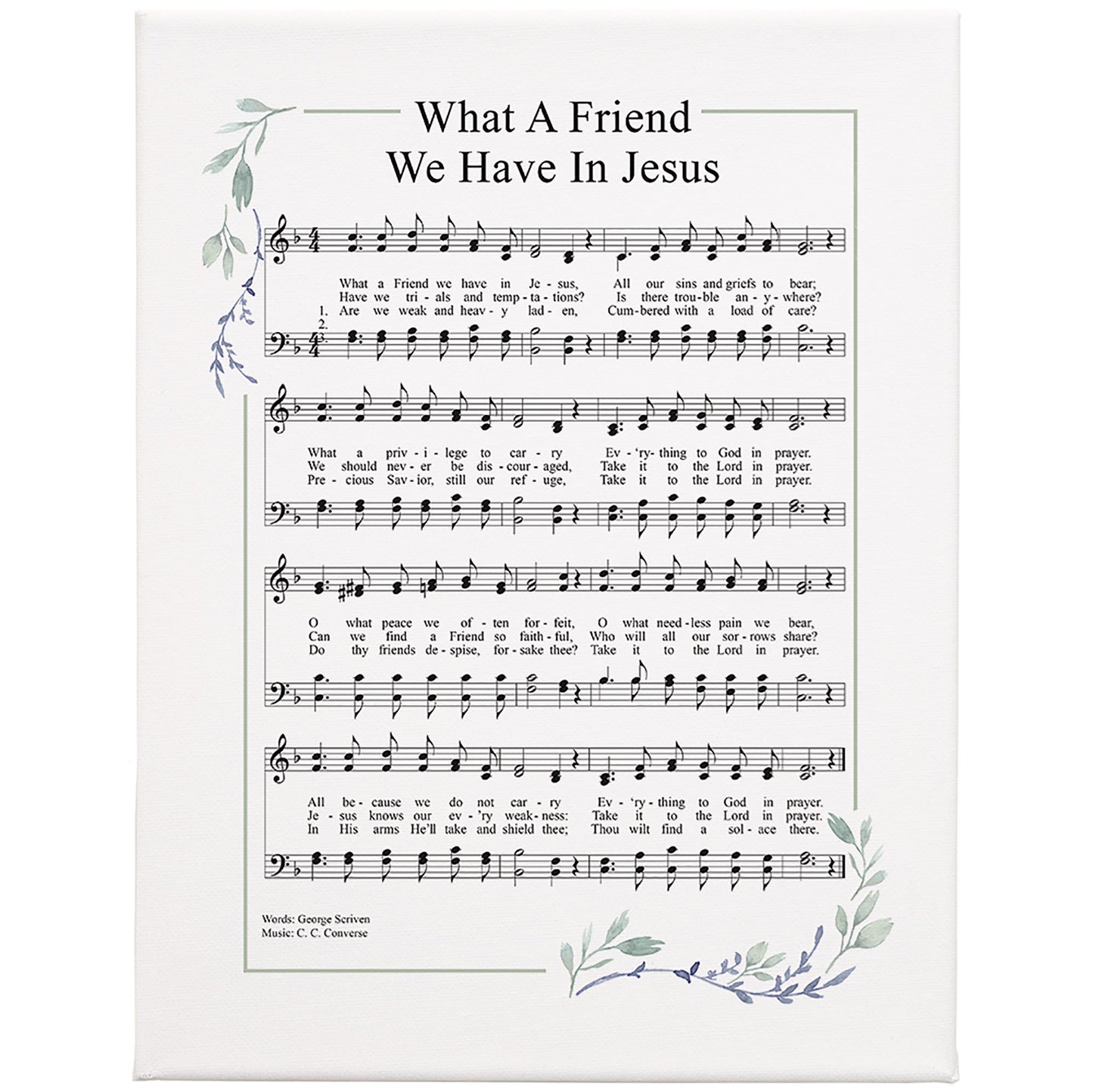 Wrapped Canvas-What A Friend Hymn (17 x 13)