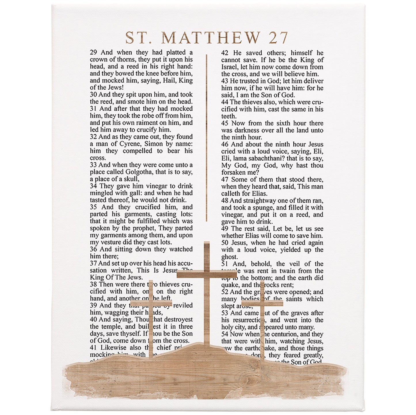 Wrapped Canvas-Matthew 27 Crosses (12 x 9)