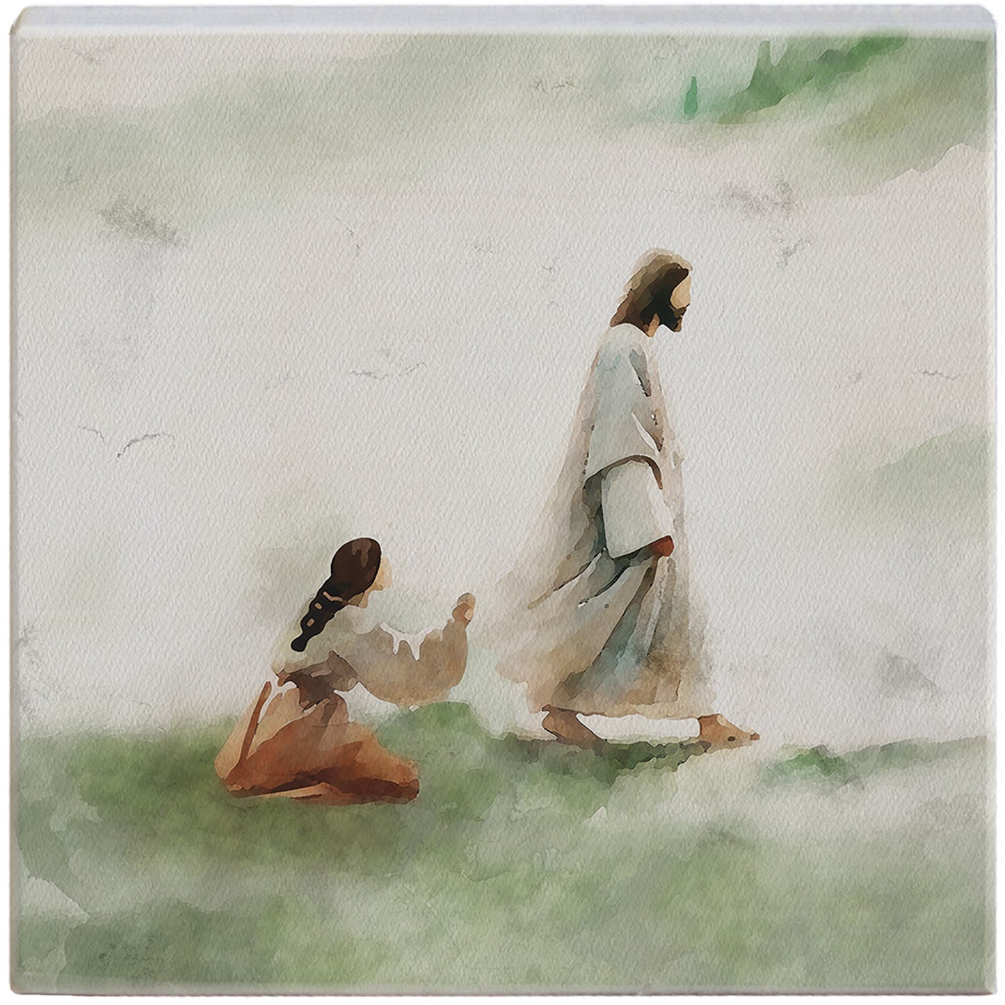Small Talking Square-Jesus Healing Woman (5.25 x 5.25)