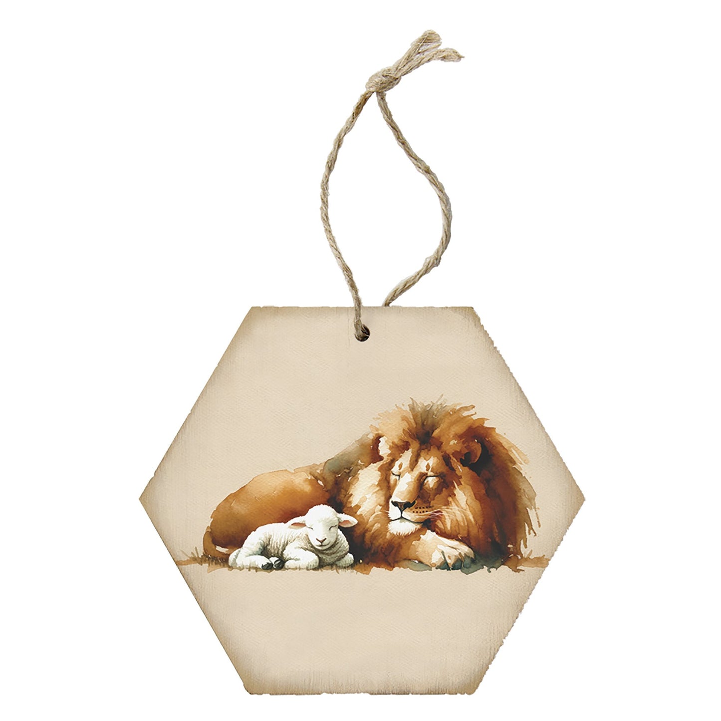 Ornament-Honeycomb-Lion And Lamb (6.875 x 4.5)