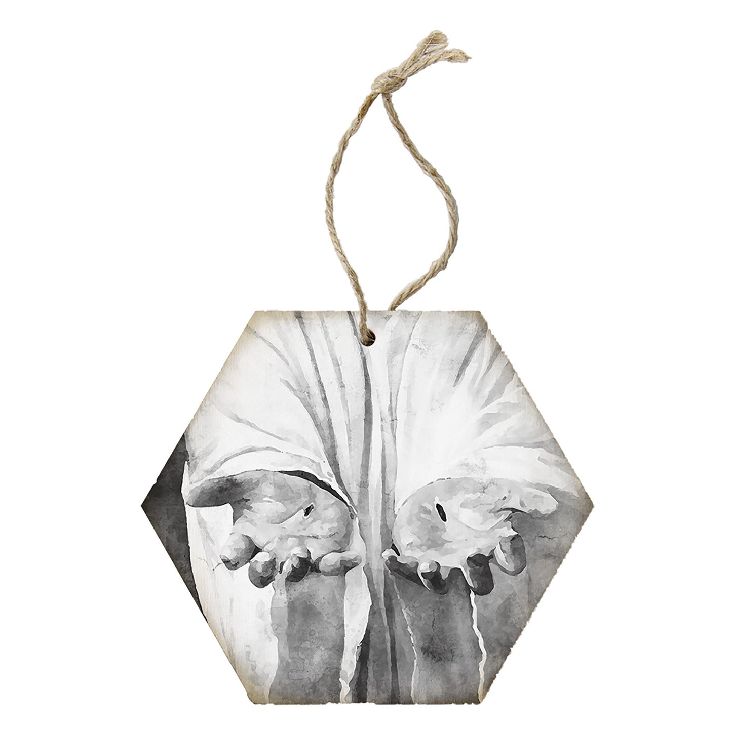 Ornament-Honeycomb-Jesus Hands (B&W) (6.875 x 4.5)