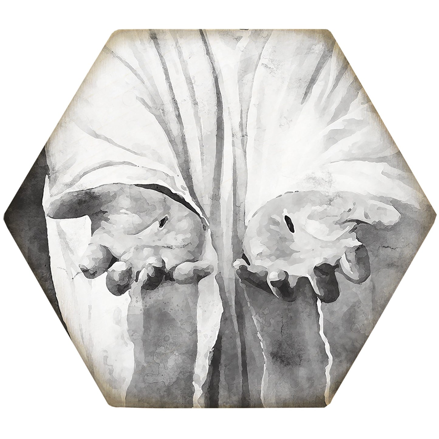 Coaster-Honeycomb-B&W Jesus Hands (4.5 x 3.785)