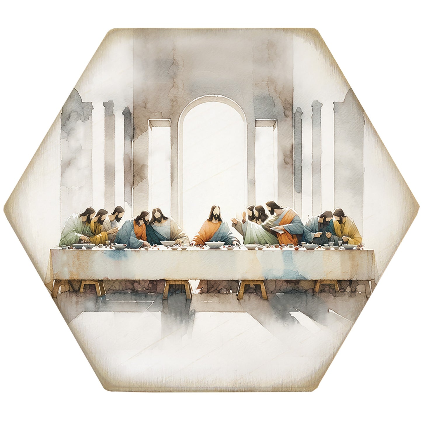 Coaster-Honeycomb-Last Supper Art (4.5 x 3.785)