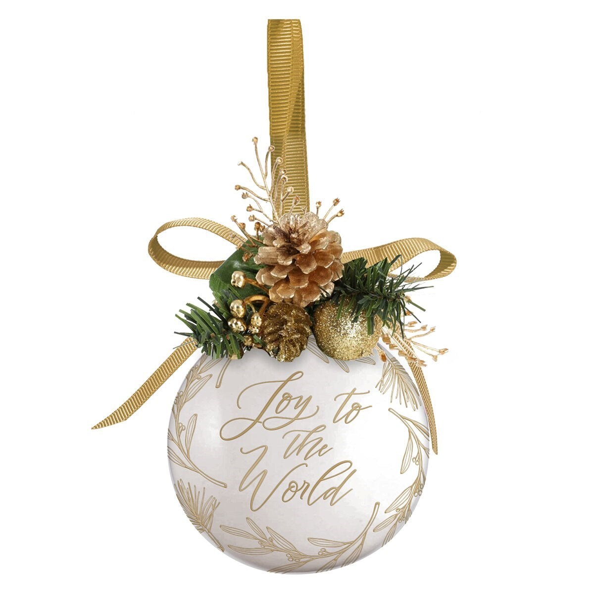 Ornament-Joy to the World-Gold (3.1" Dia)