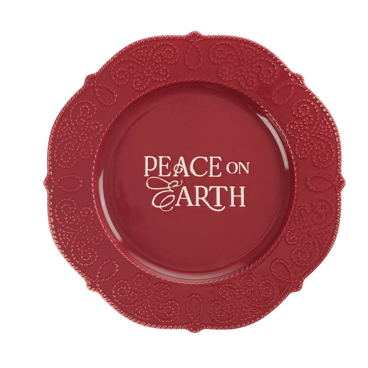 Plate-Peace On Earth-Red (10.4" Dia)