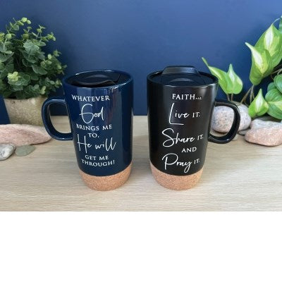 Mug-Travel-Whatever God Brings W/ Plastic Lid (16 Oz)