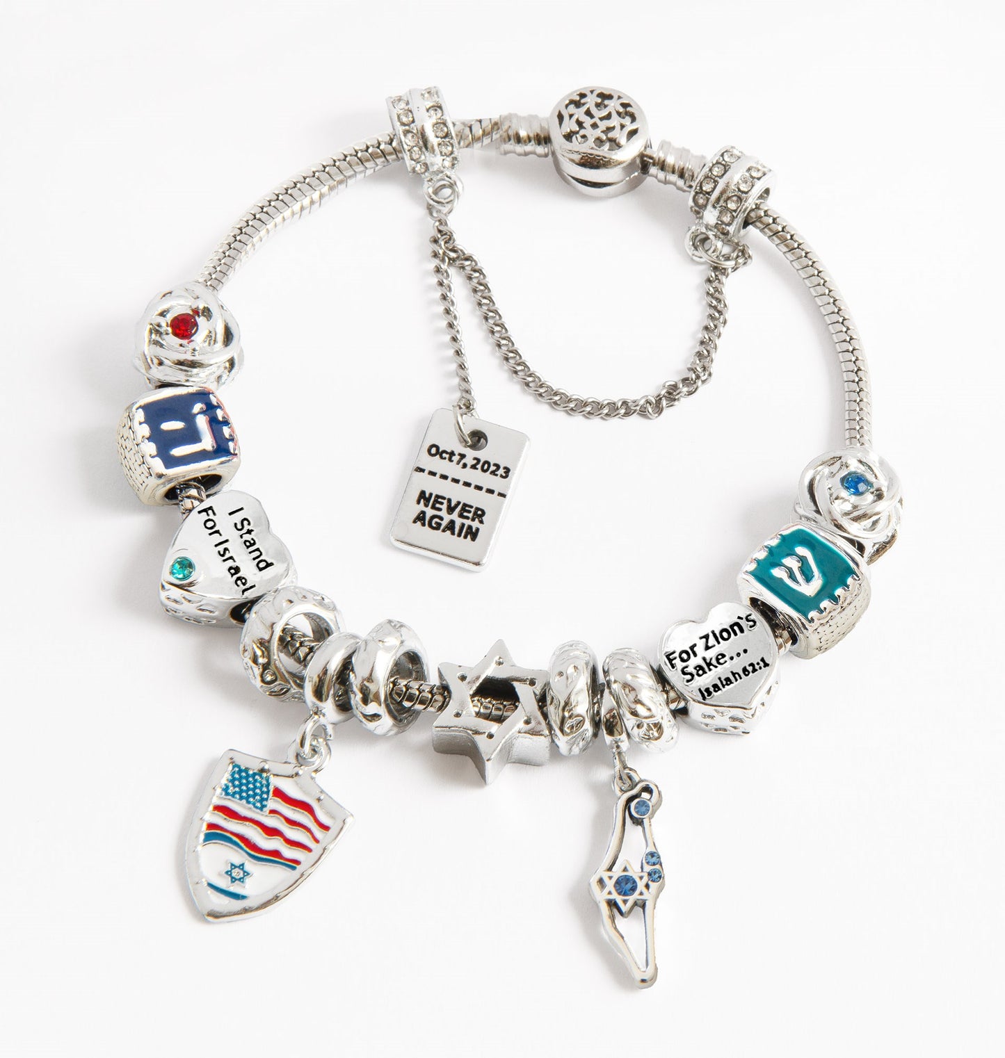 Bracelet-October 7th Commemorative w/Charms (#9825)