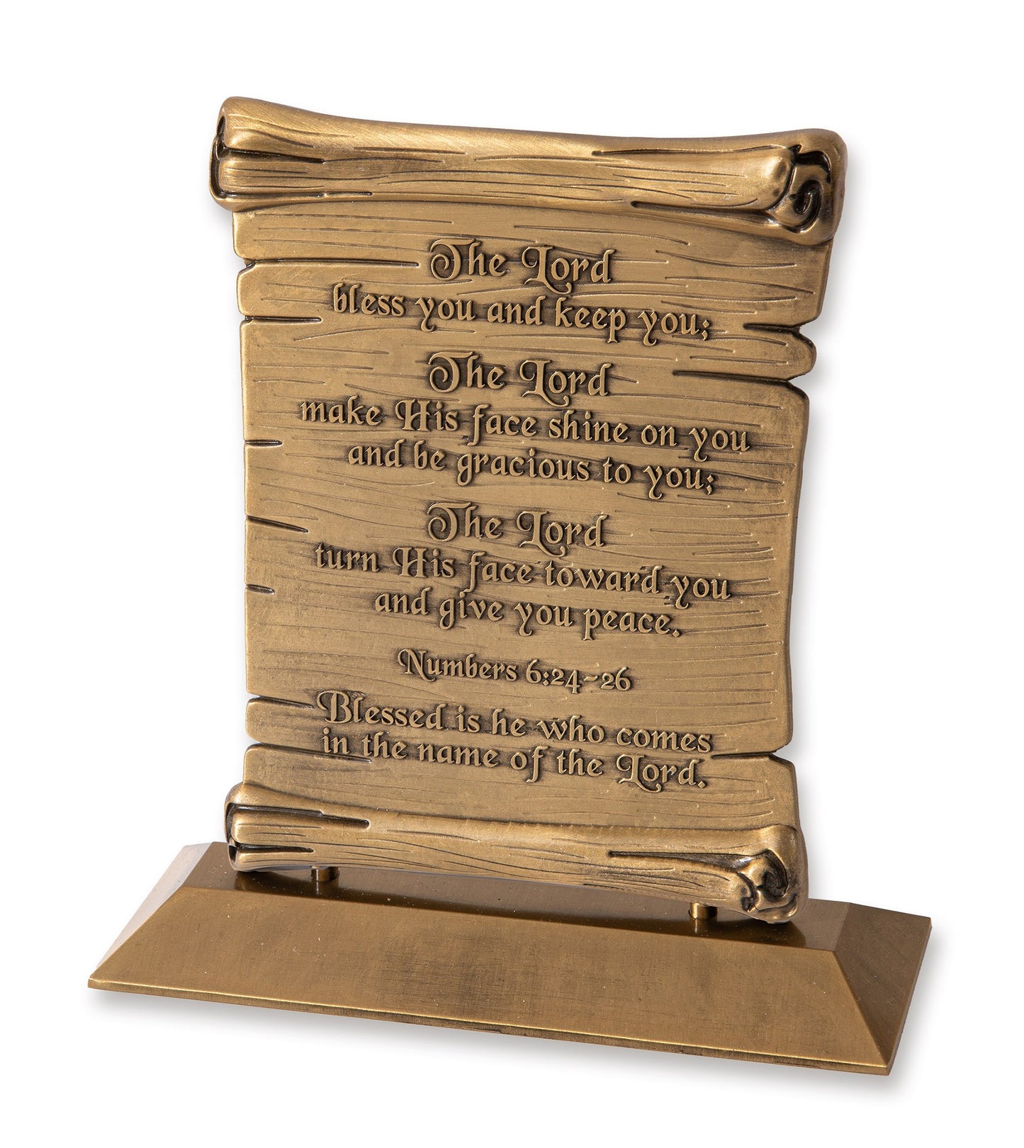 Desktop Set-The Lord Bless You And Keep You Scroll (Numbers 6:26)-Brass (#7524)