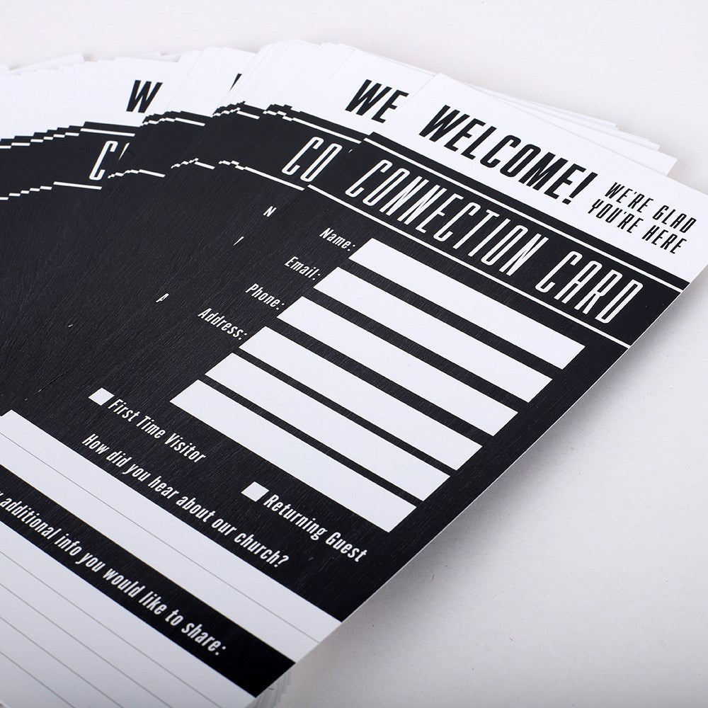 Welcome/Connect Card-Black (Pack Of 50)