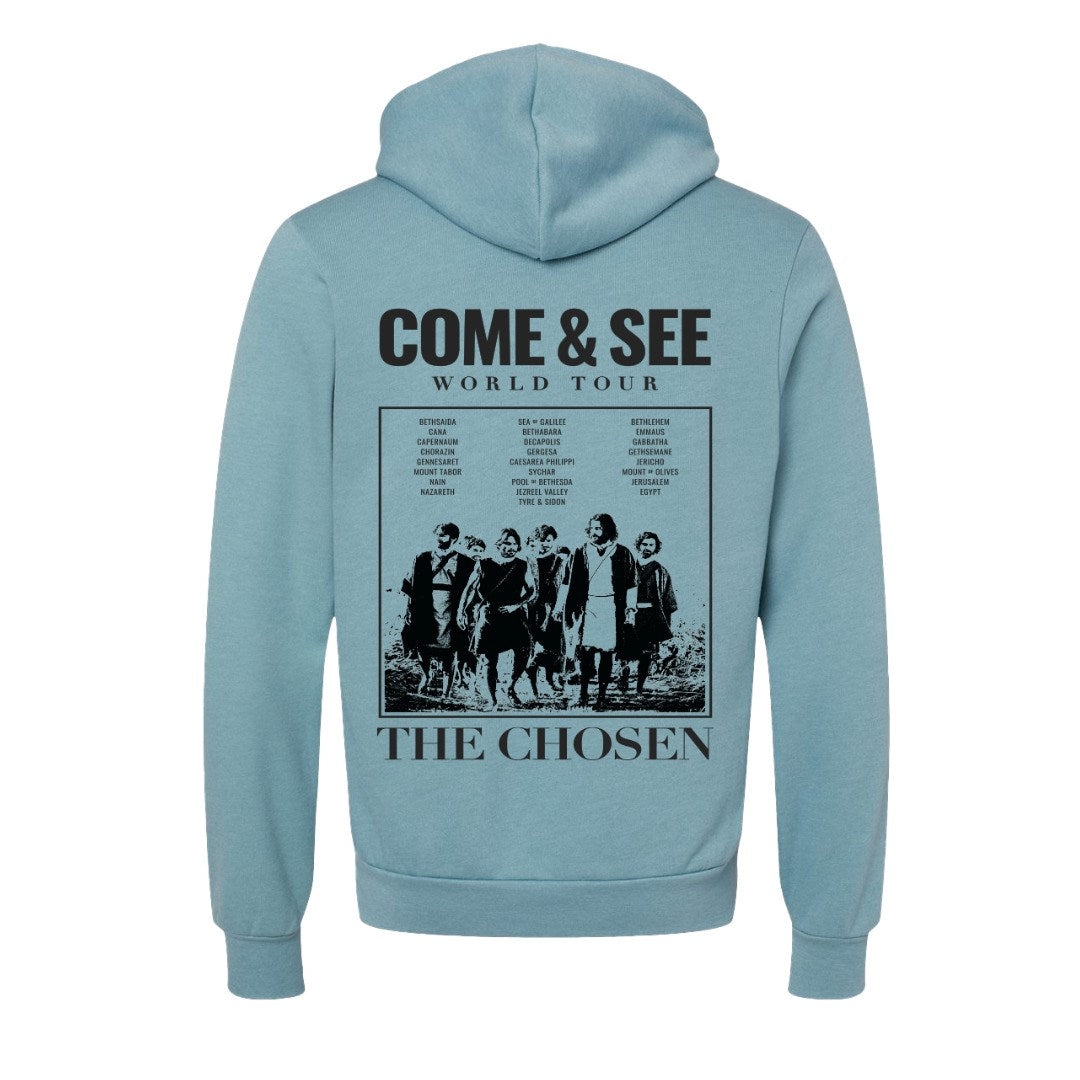 Hoodie-Unfiltered: ""Come & See World Tour""-Denim Blue-X-Large