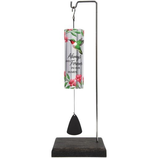 Wind Chime-Mini Cylinder Sonnets w/Stand-Always And Forever In Our Hearts-Gift Boxed (12.5" x2") (#65255)