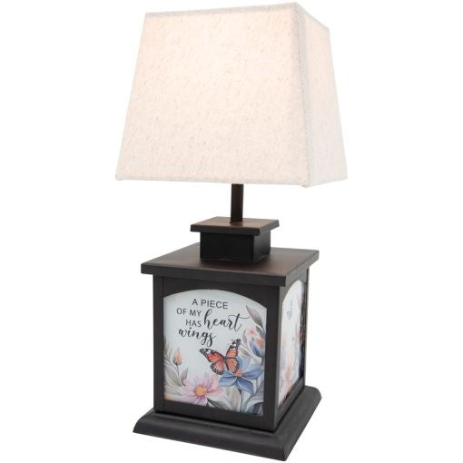 Lantern Lamp w/Fabric Shade-A Piece Of My Heart Has Wings (12" x 5.25 x 5.25") (#57723)