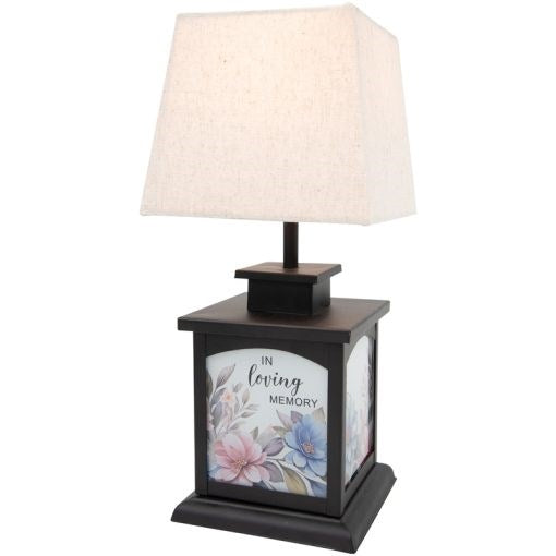 Lantern Lamp w/Fabric Shade-In Loving Memory (12" x 5.25" x 5.25")