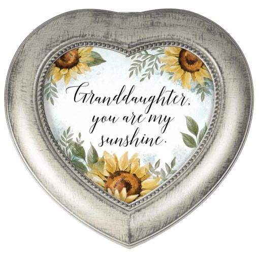 Music Box-Granddaughter You Are My Sunshine/Amazing Grace (5.5" x 5.25" x 2.5") (#19237)