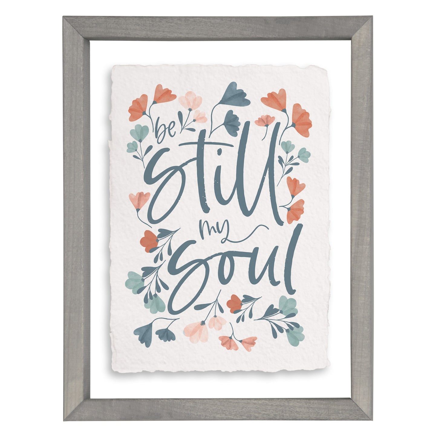 Floating Art Rectange-Be Still My Soul/Flower (11" x 14")