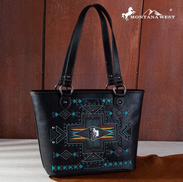 Tote-Aztec Cross (Concealed Carry)-Black