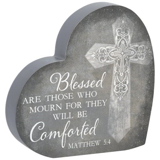 Heart Sitter-Blessed Are Those Who Mourn For They Will Be Comforted (6" x 6" x 1" ) (#27591)