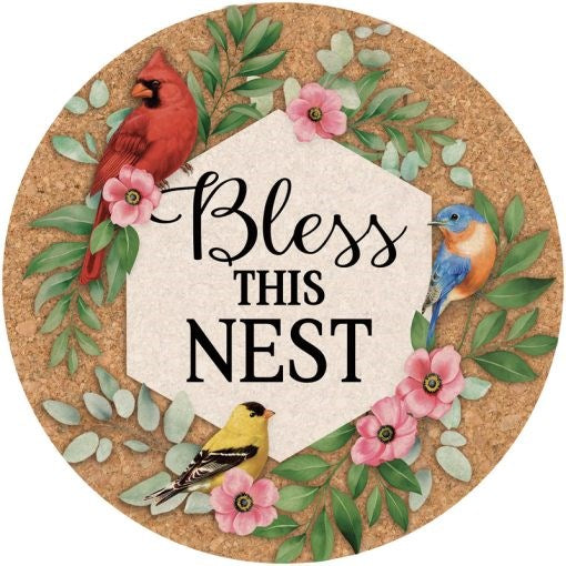 Cork Trivet-Bless This Nest (8" Diameter) (#27562)