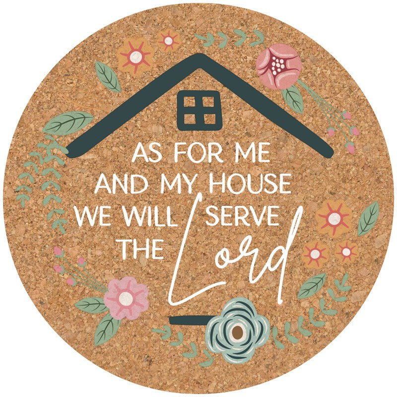 Cork Coasters-Serve The Lord (3.875# Diameter) (Set Of 4) (#27524)