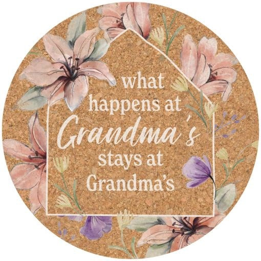 Cork Coasters-Whatever Happens At Grandma's (3.875" Diameter) (Set Of 4) (#27539)