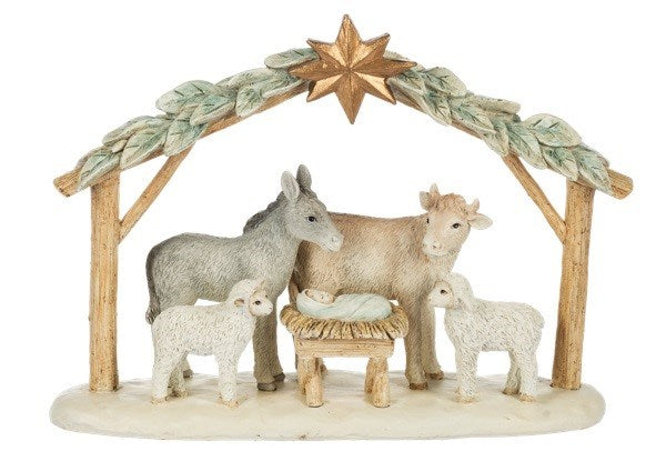Figurine-Animals At Manger Scene (9.25" x 6.875")