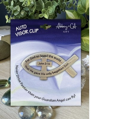 Visor Clip-For God So Loved The World-Ichthus