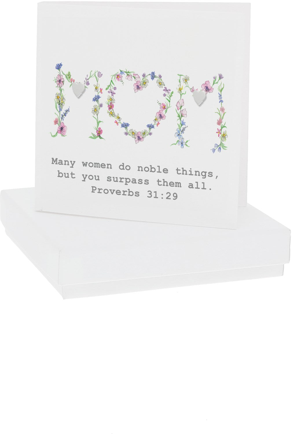 Earring-Mom/Proverbs 31:29 7mm Sterling Silver Heart Stud (#26682)