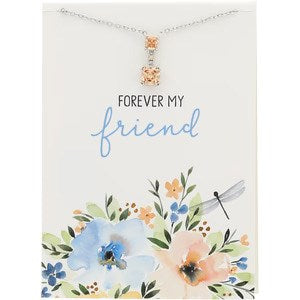 Necklace-Forever My Friend Champagne 16.5"-18.5 White "Gold Plated w/Cubic Zirconia Stones (#77246)