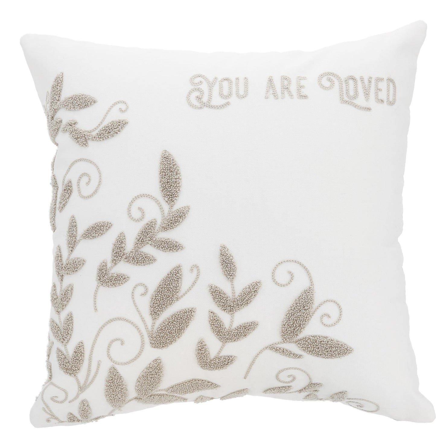 Pillow-You Are Loved/Loaded Vines-16" Punch Needle Embroidered (#19804)