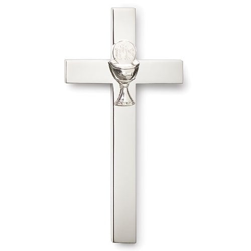Wall Cross-Communion w/Chalice-Silver (4.75"H) (#26126)