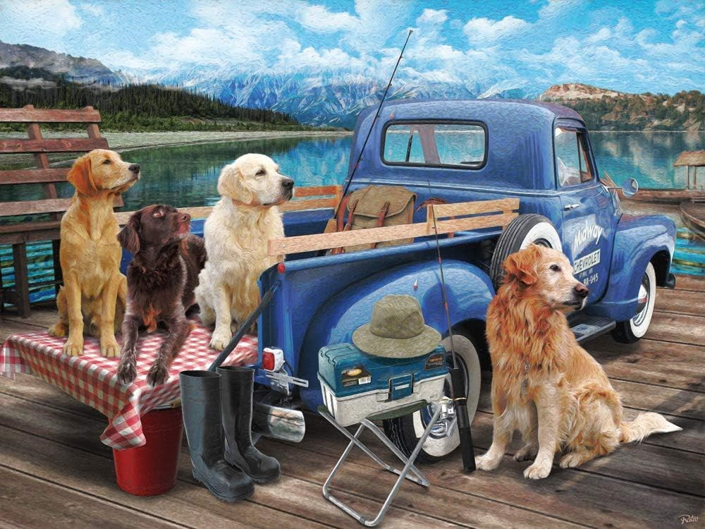 Jigsaw Puzzle-Dogs Gone Fishing (550 Pieces)