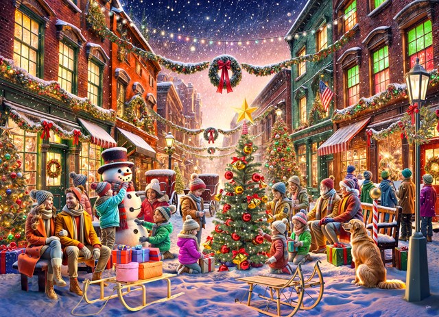 Jigsaw Puzzle-Downtown Christmas (1000 Pieces)