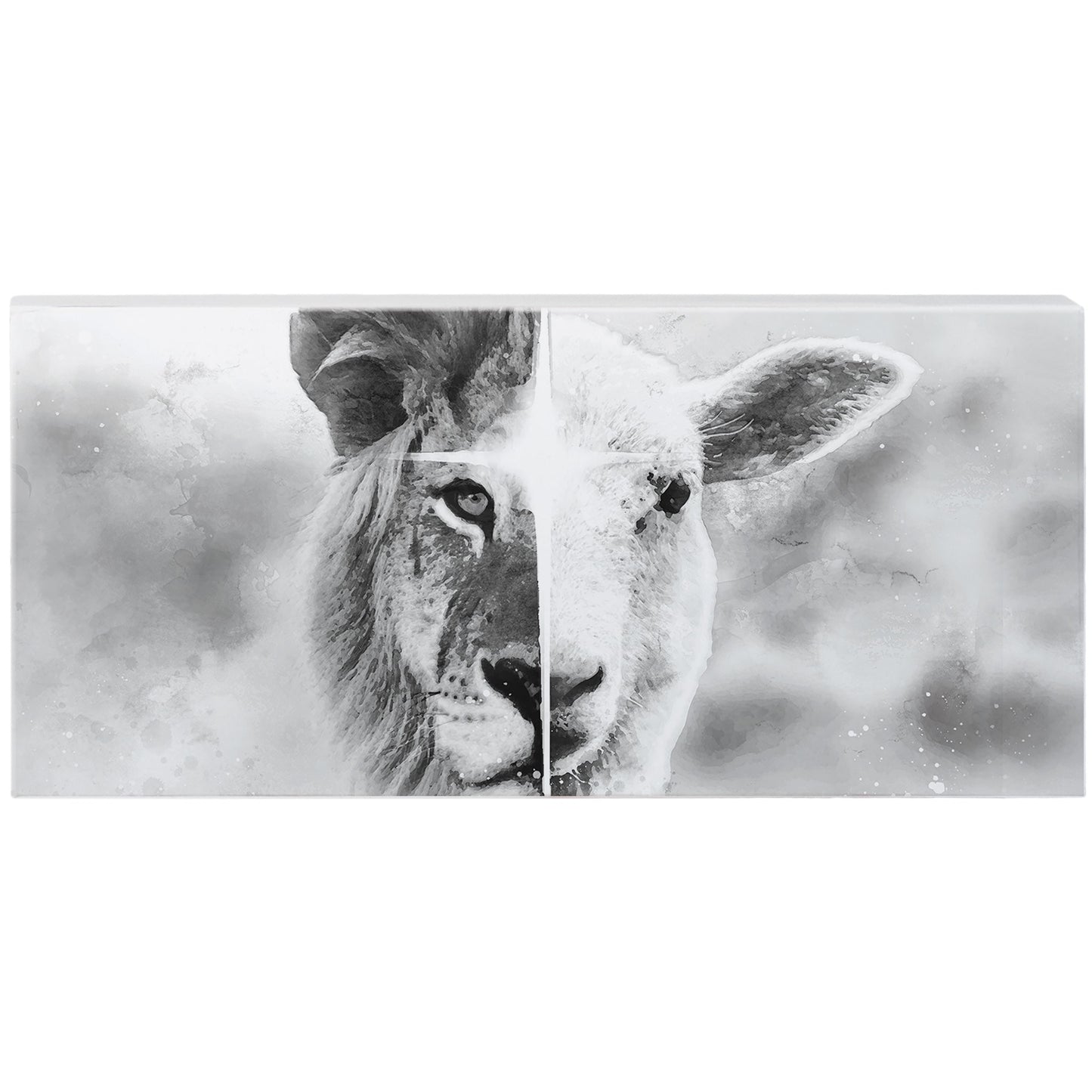 Inspire Board-Black And White Lion And Lamb (12" x 5.5")