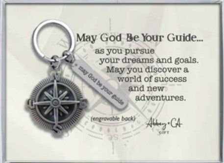 Key Ring-May God Be Your Guide Compass-Pewter/Boxed