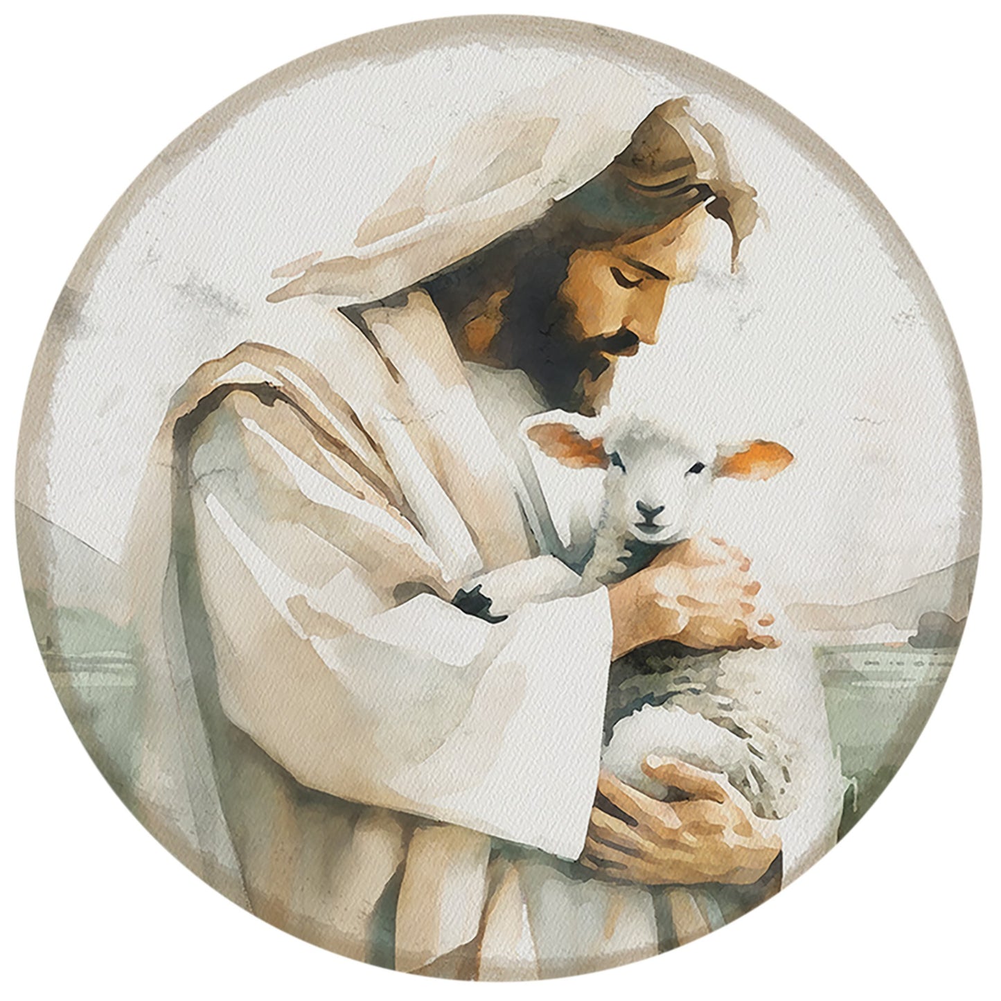 Magnet-Round-Jesus And Lamb (2.5")