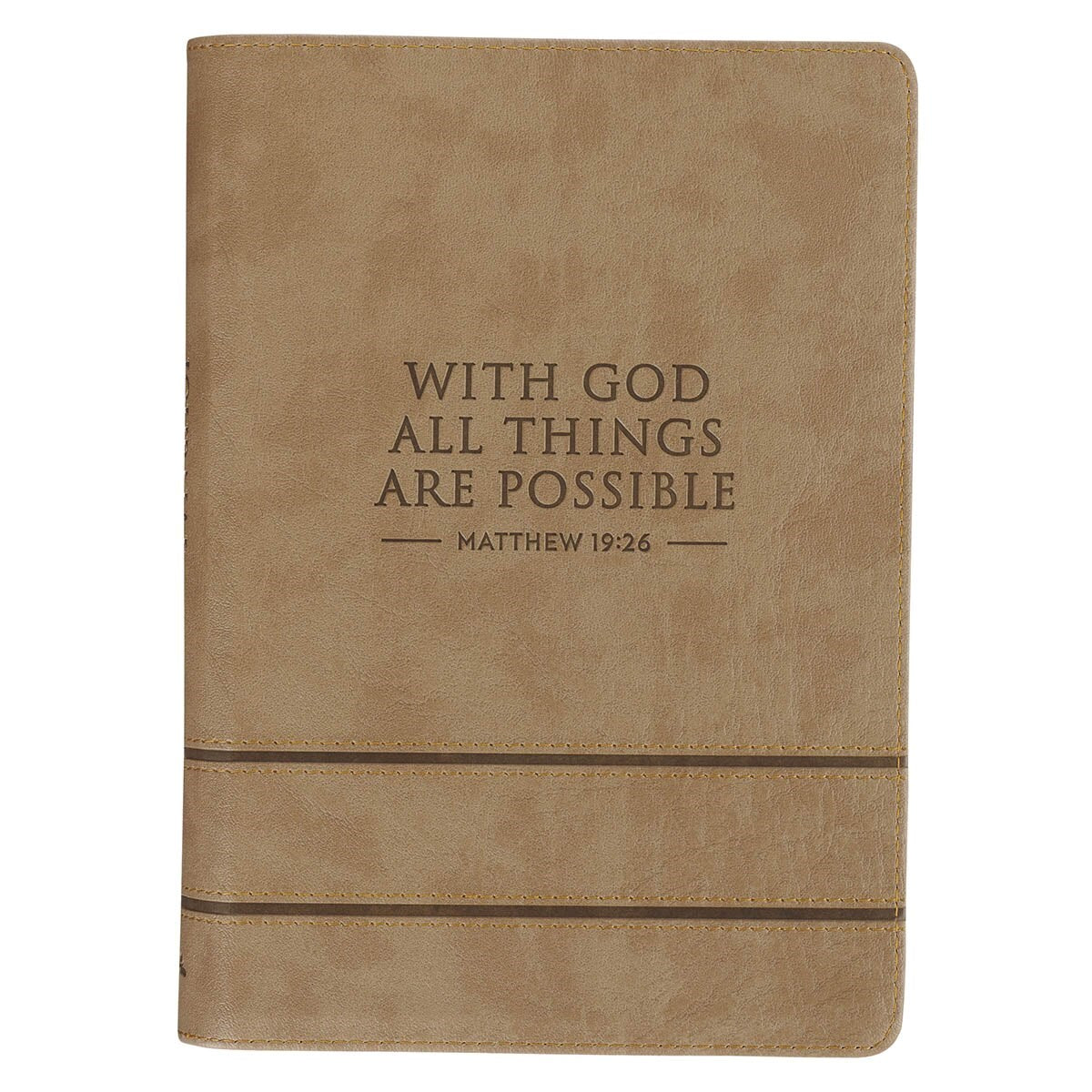 Journal Classic W/ Zip-With God All Things Are Possible Matt. 19:26-Taupe