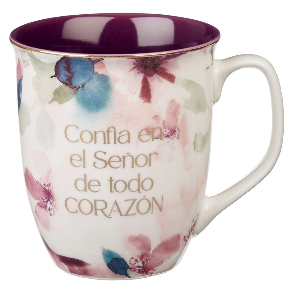 Ceramic Mug-Confia En El Senor Prov. 3:5-White/Purple