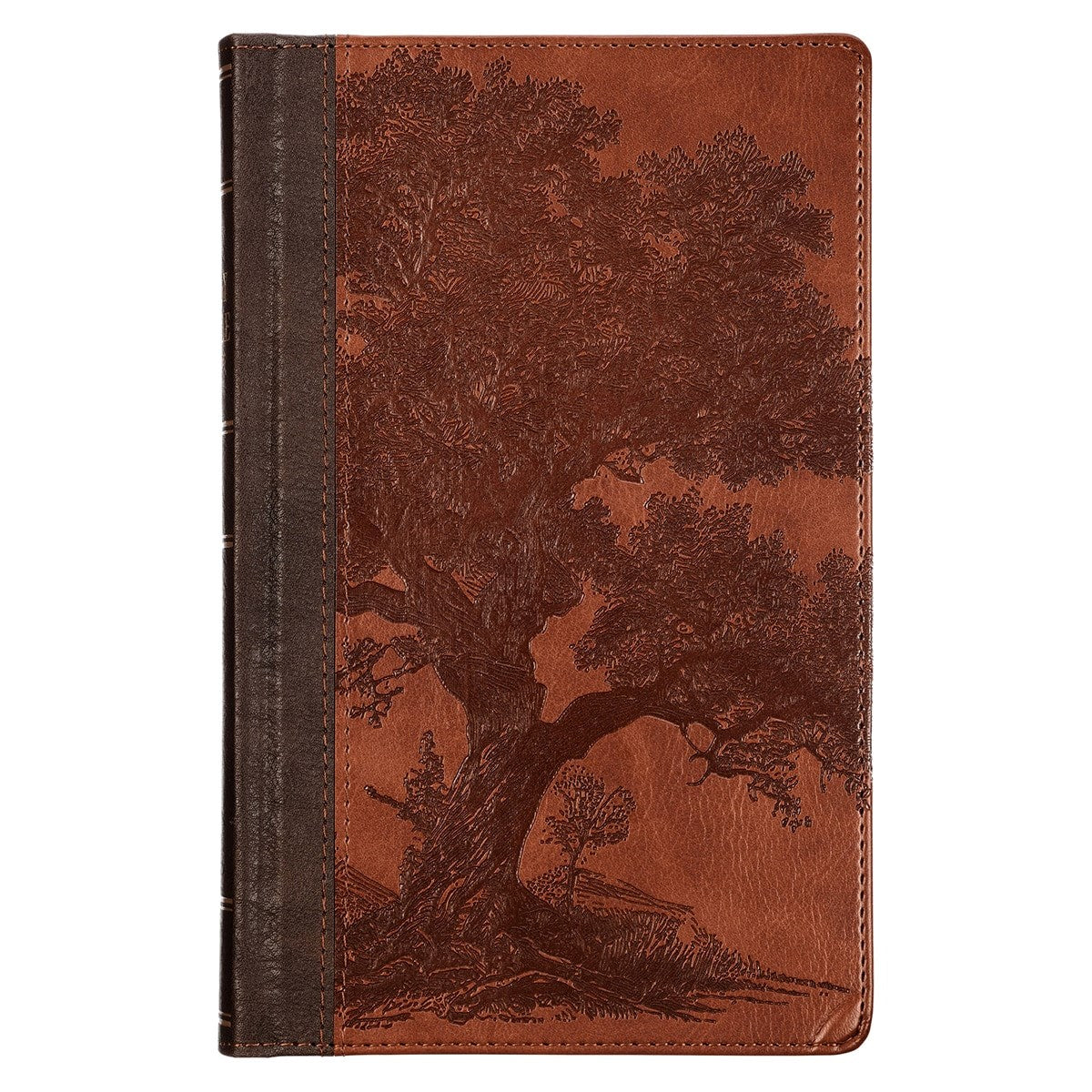 KJV Giant Print Bible-Rooted Brown Tree Faux Leather Hardcover Indexed
