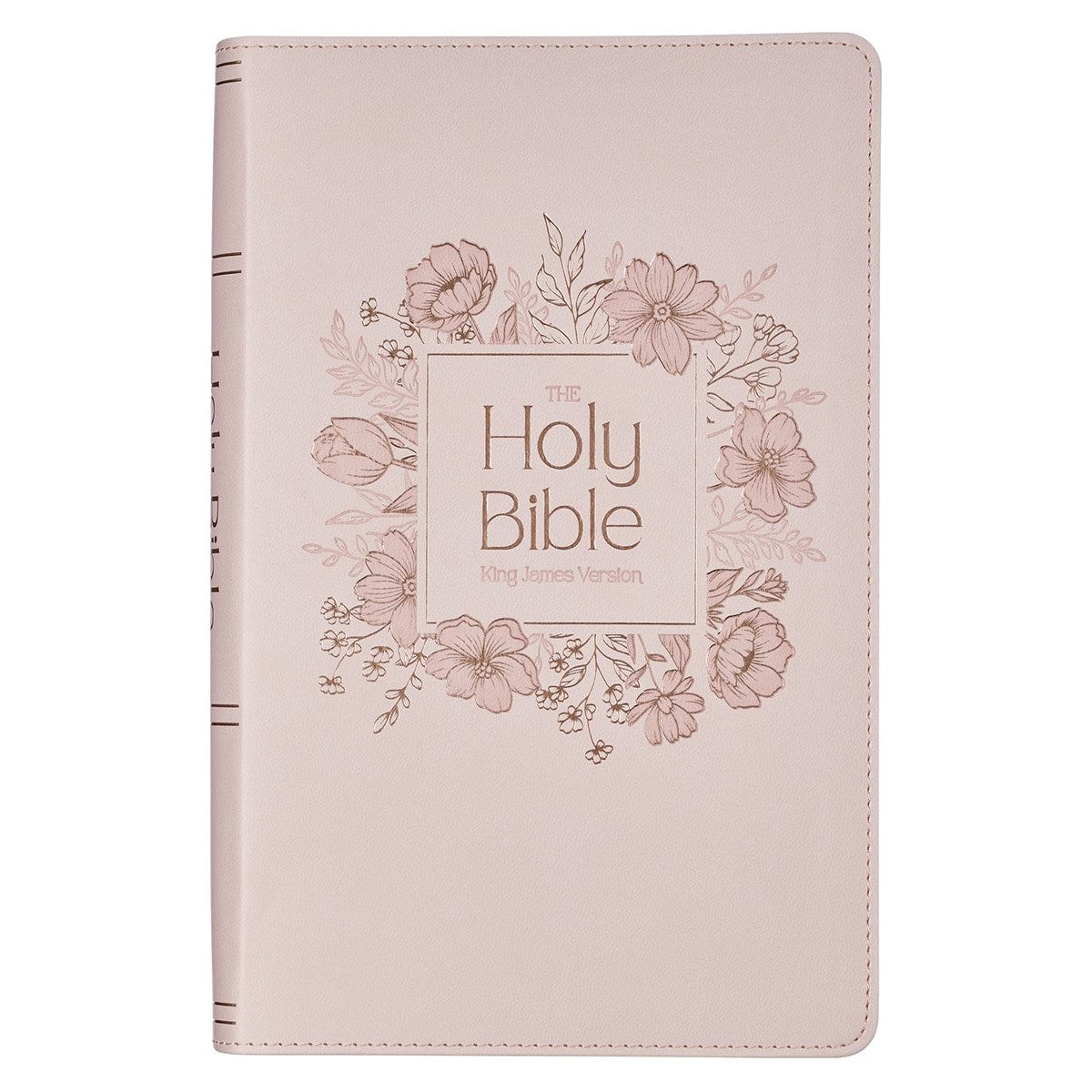 KJV Giant Print Bible-Blush Floral Faux Leather Indexed