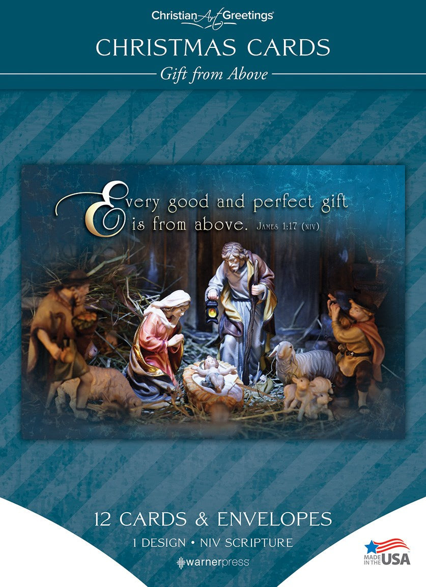 Boxed Card-Christmas: Gift From Above Solid Pack (James 1:17 NIV) (Box Of 12)
