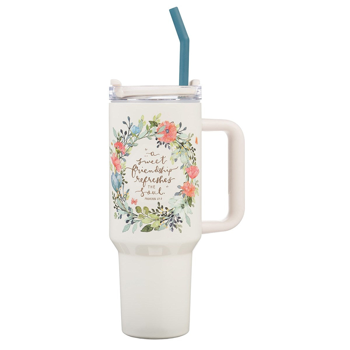 Travel Mug -Sweet Friendship W/ Straw (40 oz) (Stainless Steel)