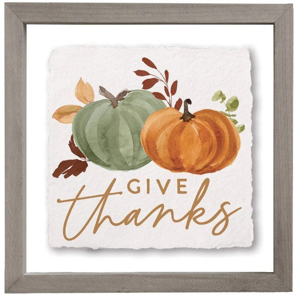 Floating Art Square-Give Thanks Pumpkins (10" x 10")