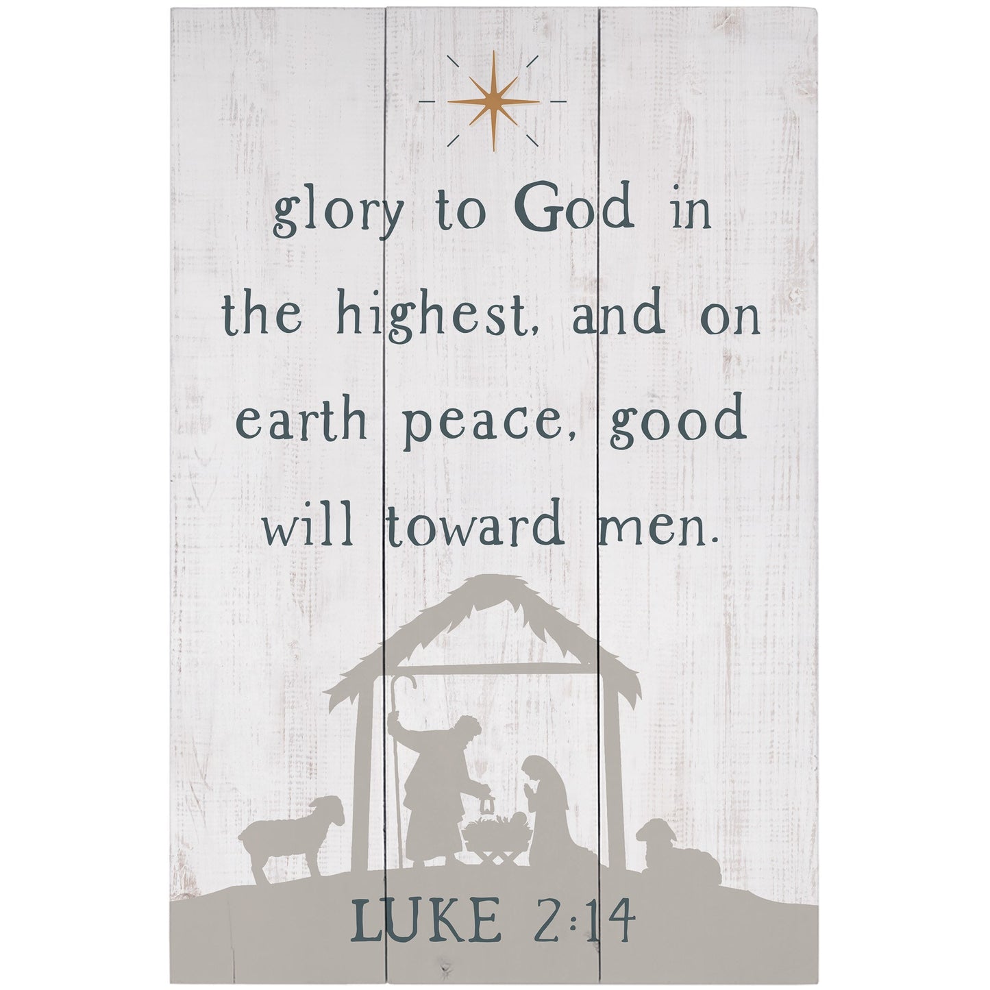 Rustic Pallet-Luke 2:14 Nativity (10.75" x 16")